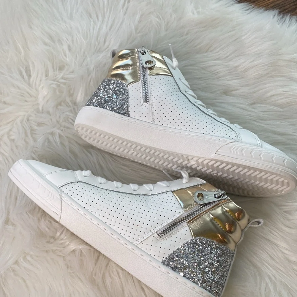 Vintage Havana Val High White/Gold/Silver Glitter High Top Shoes size 8.5 - Picture 3 of 10